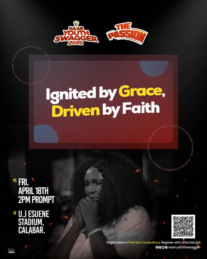 youthswagger__'s tweet photo. We have a special seat reversed for you 
@U. J. Esuene stadium, Calabar 
on the 18th.April.2025
🕑2pm

Do well to register using the barcode by the side of the flyer.....it's totally free 😊 

#naaryouthswagger2025 
#youthswagger2025
#nys25 #thepassion
#getregisteredtoday https://t.co/e7bPyTKigO