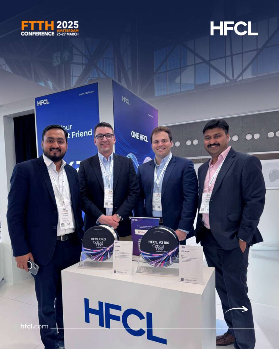 hfclg's tweet image. Team HFCL is all set for the FTTH Conference in Amsterdam with Eka Fiber! 
But wait… something fun is coming! 

Can you guess?  Swipe to find out! 
#FTTHConference #EKAFiber #TeamHFCL #FutureOfConnectivity