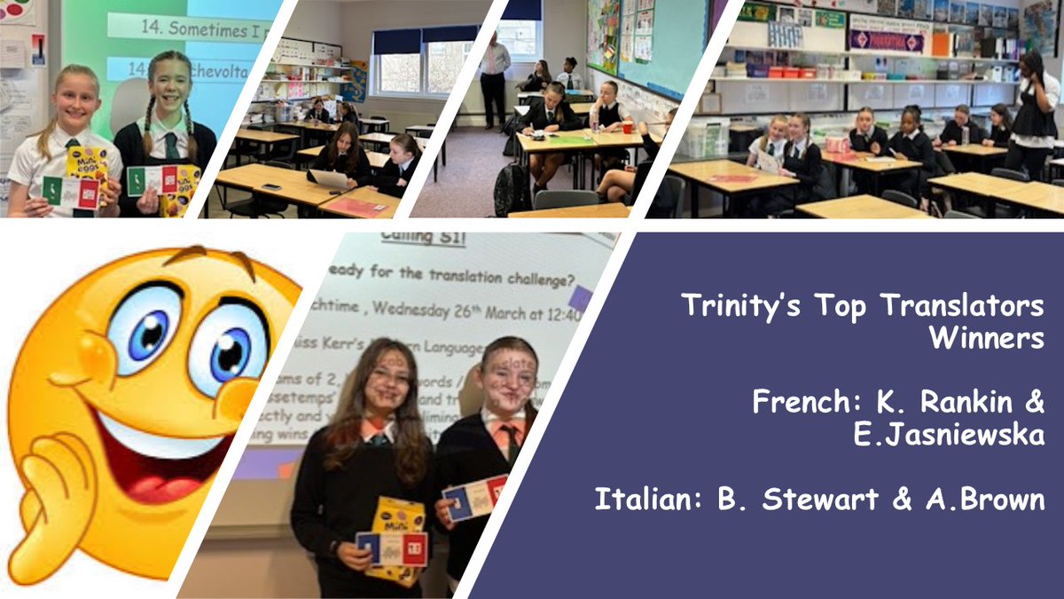 Congratulations to the winners of the S1 Modern Languages Top Translators competition. Fantastic language skills were shown by all who took part - it was close!