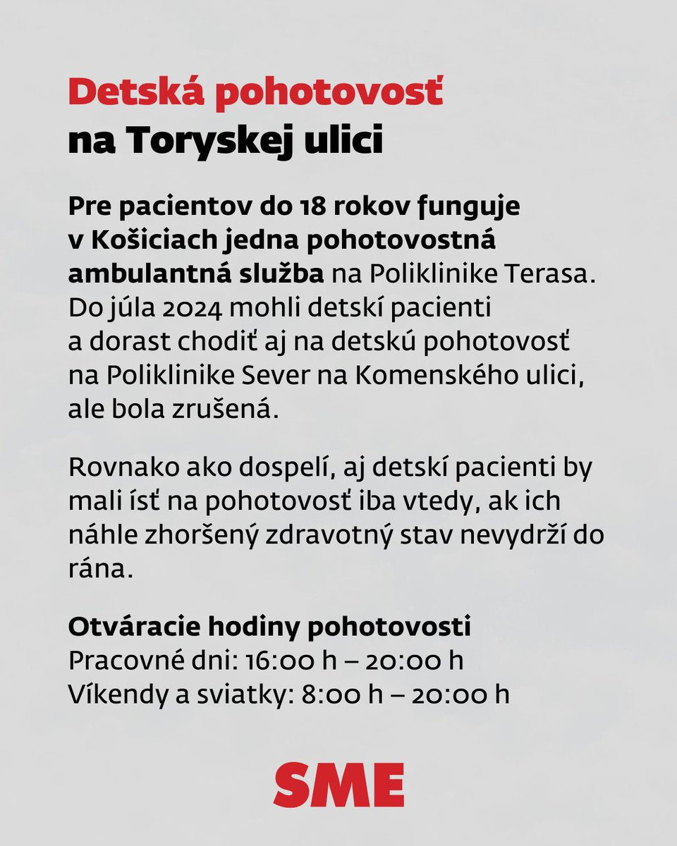 denniksme's tweet photo. Pohotovosti v Košiciach: Pre dospelých sú dve, detská jedna, v nemocnici zubná nefunguje. Pozrite si prehľad všetkých pohotovostí v Košiciach 🏥 https://t.co/C7kLiZXBht
#pohotovost #lekar #pomoc https://t.co/zUykzZbsto