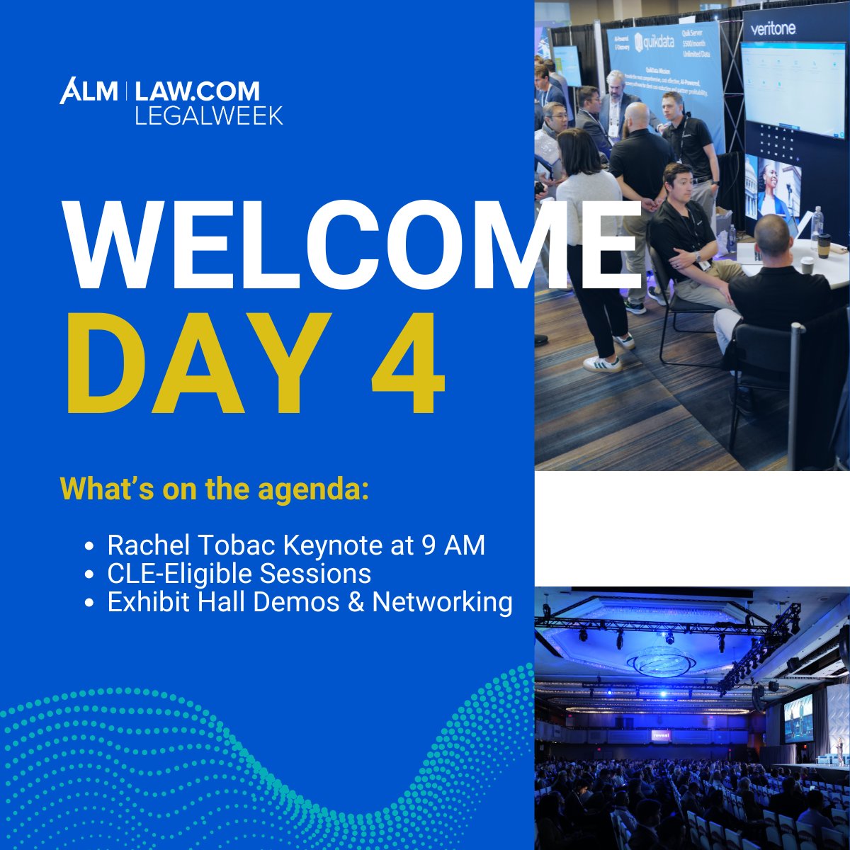 Legalweek Show (@legalweekshow) on Twitter photo It’s the final day of #Legalweek25! Don’t miss today’s keynote, CLE-eligible sessions, & last Exhibit Hall opportunities. What’s on your must-do list for today? 📃👇 #LegalTech It’s the final day of #Legalweek25! Don’t miss today’s keynote, CLE-eligible sessions, & last Exhibit Hall opportunities. What’s on your must-do list for today? 📃👇 #LegalTech