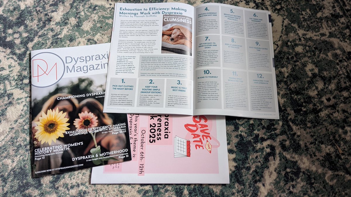 We were blown away by the excitement for our printed copies of Dyspraxia Magazine.

As we sold out so quickly we have ordered more and made them available on our website again.
You can order yours here for £4.50 +P&amp;P 

dyspraxiamagazine.com/products/dyspr… #dyspraxia #neurodiversity