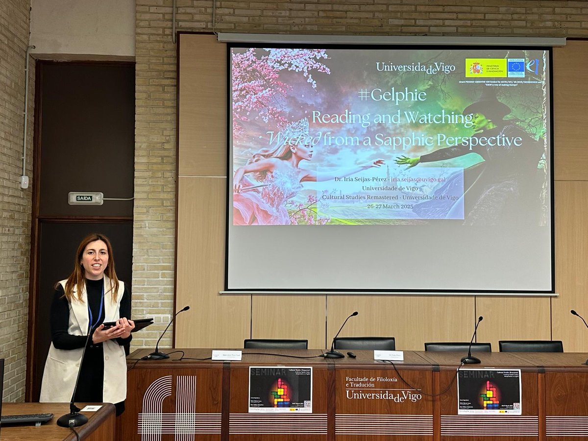 cstudiesvigo's tweet photo. Our dear Dr. Iria Seijas-Pérez continues her research interest in sapphic representations by addressing the subtext in the film "Wicked."

#Gelphie https://t.co/kyiKFFtboq
