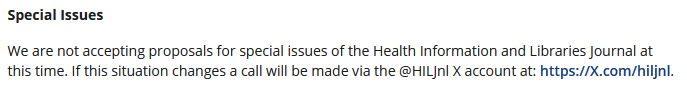 Health Information and Libraries Journal (HILJ) tweet media