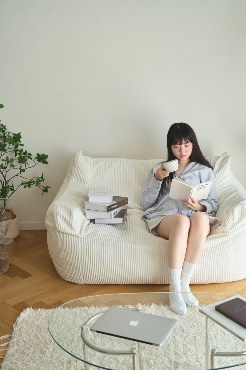 LOOSY 1人掛けビーズソファ(ソファ、オットマン、クッションカバー合計