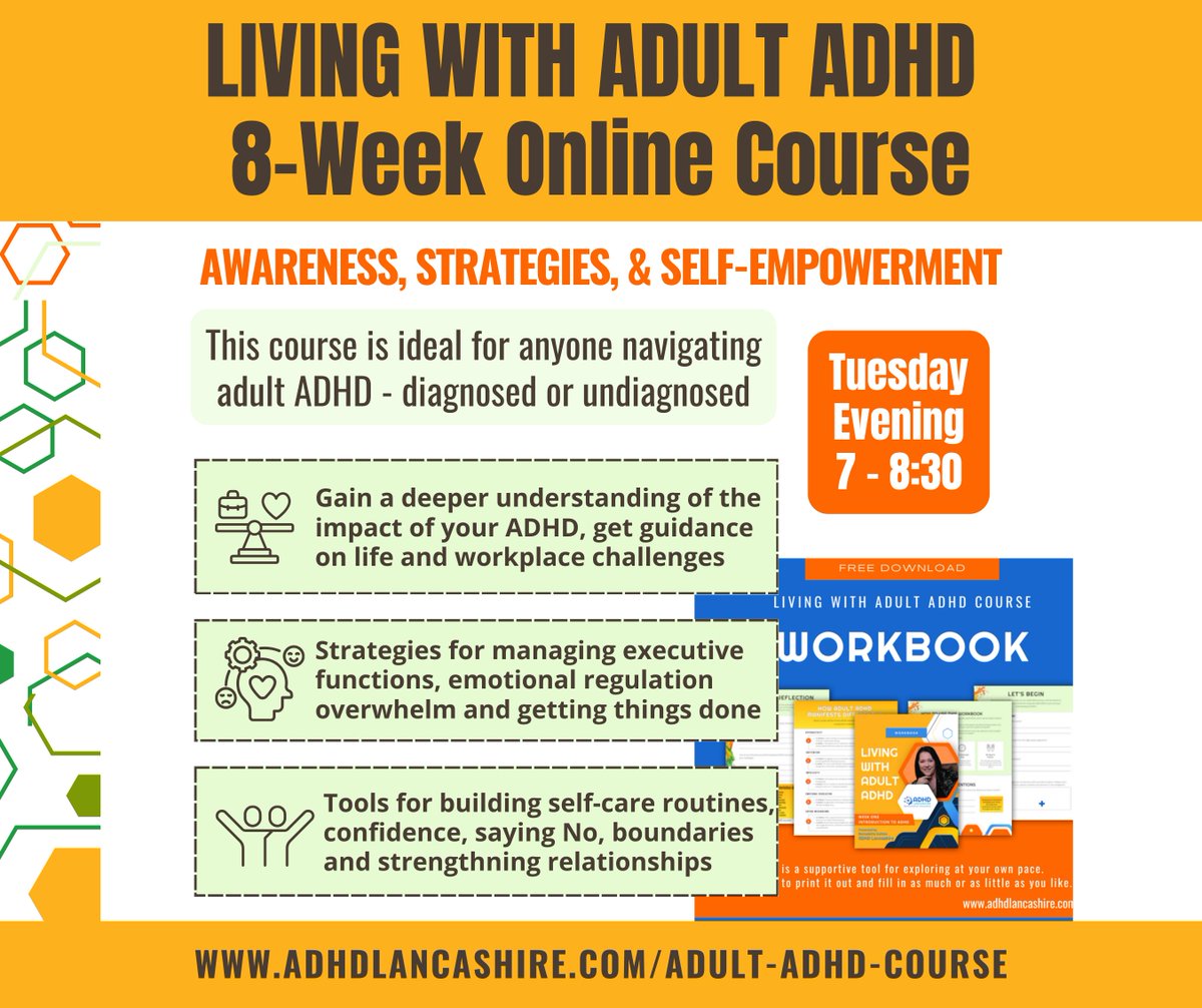 Join our Living With Adult ADHD 8-Week Course and gain invaluable strategies and community support. Don't face ADHD alone; let's conquer it together! Learn more: wix.to/yNkjlGL #ADHD #Support #AdultADHD