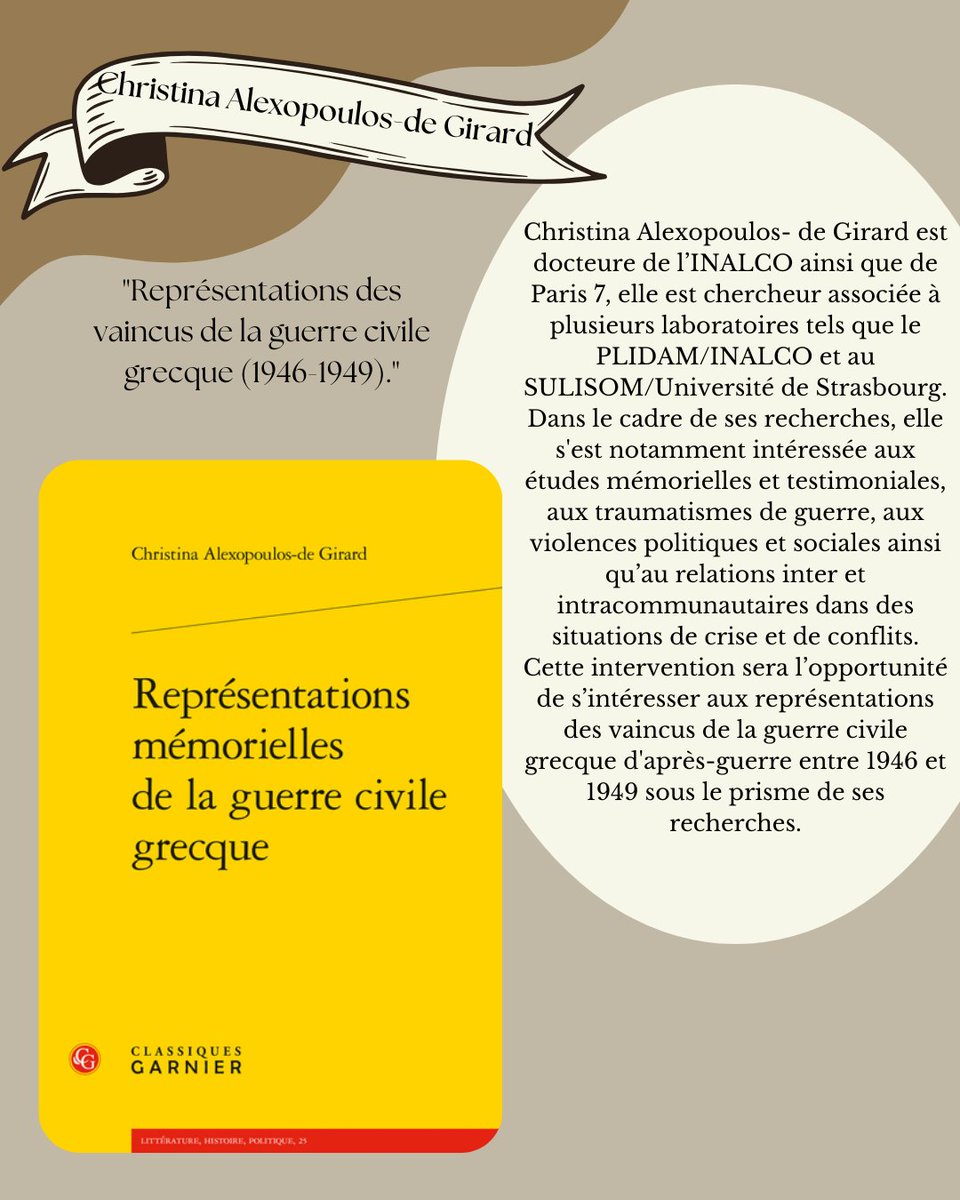 masterHCPupjv's tweet photo. 📢 Focus Intervenants | Journée d’étude "La représentation du vaincu"
🎤 Poursuivons la présentation des intervenants qui interviendront lors de notre Journée d’étude du 4 avril 2025. Aujourd’hui, nous mettons en 
avant :

👤 Gilles Prilaux
👤 Christina Alexopoulos-de Girard https://t.co/tMtDRAmQVL