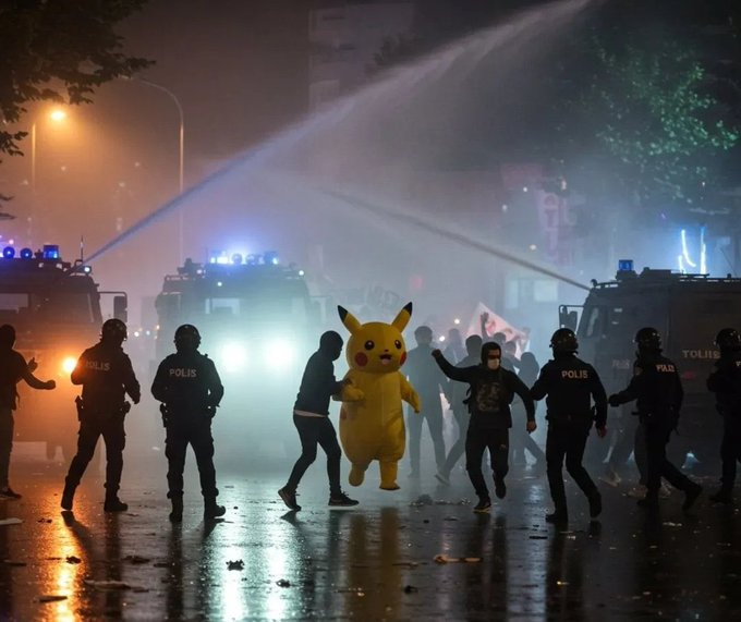 Antalya'daki Ekrem İmamoğlu'na destek gösterilerine katılan Pikachu ⚡️