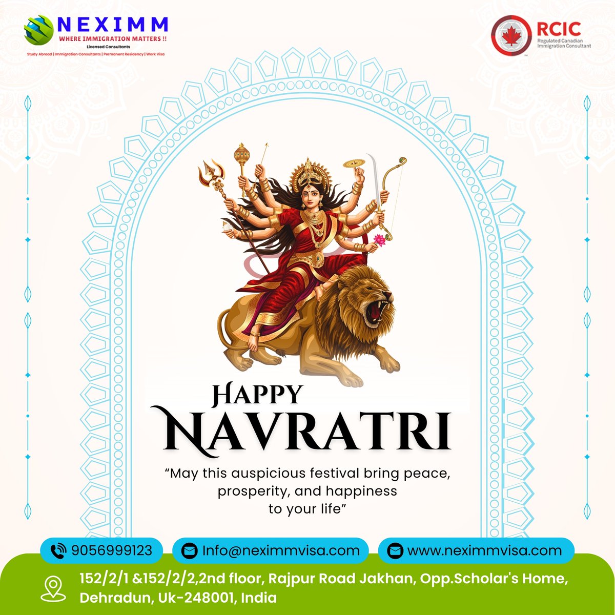 NeximmVisa's tweet photo. May Maa Durga bless your business with good fortune and boundless success. Wishing you a vibrant and joyful Navratri! 

#navratri #happynavratri #navratrifestival #durgapuja #durga #jaimatadi #maadurga #devi #maa #durgamaa #india #festival #indianfestival https://t.co/hKNLUt0VEc