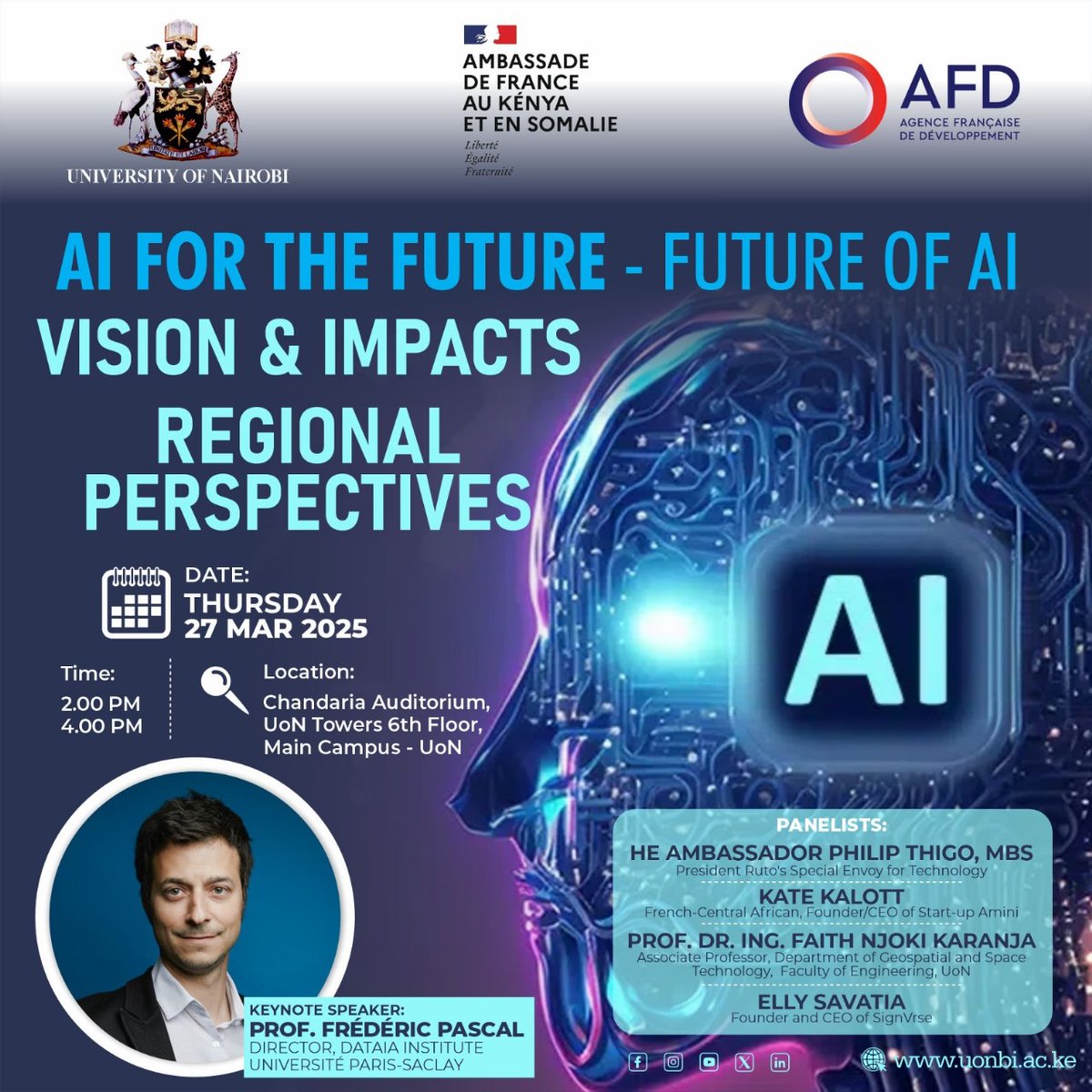 juliusmoryuki's tweet image. Is it AI for the future, Future of AI or BOTH? Join this interesting conversation exploring the visions and impacts at regional perspective in @uonbi Towers, collaboration with @AFD_France @FranceinSomalia
#WeareUoN