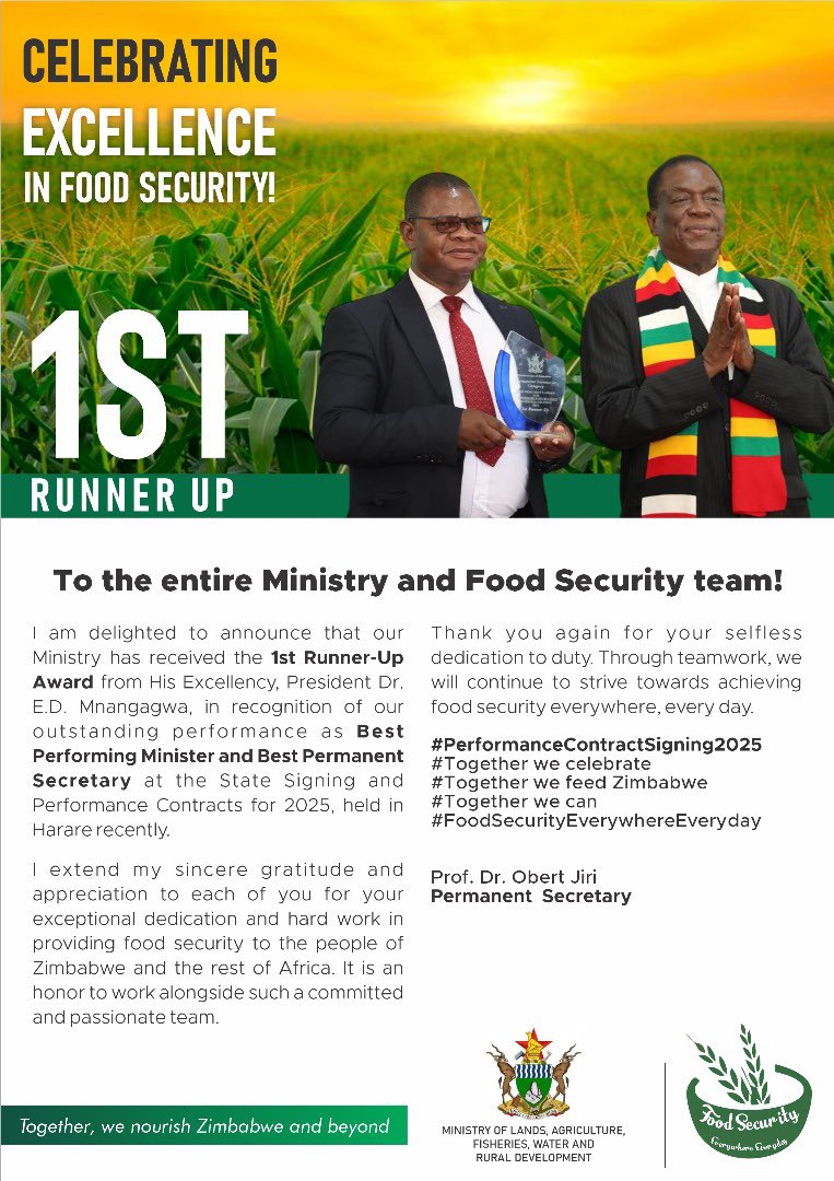 *Dear Food Security Team!*

"Let's stay steadfast in our commitment to our vision: Feeding the Nation! Together, as one team, we will continue to strive towards achieving food security for all. Our collective efforts will make a difference! Congratulations 🎉 once more.”-PS