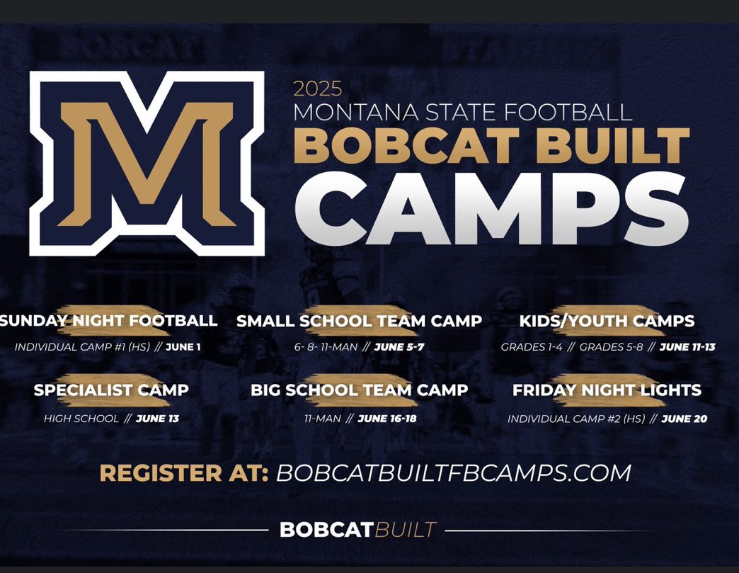 Thank you <a href="/C_Arbizzani/">Chandler Arbizzani</a> for the camp invite!! <a href="/MSUBobcats_FB/">Montana State Football</a> <a href="/TheRightCats/">Montana State Football Recruiting</a> @MT_Big_Sky <a href="/BlueGoldcamps/">Montana State Blue & Gold Football Camps</a>