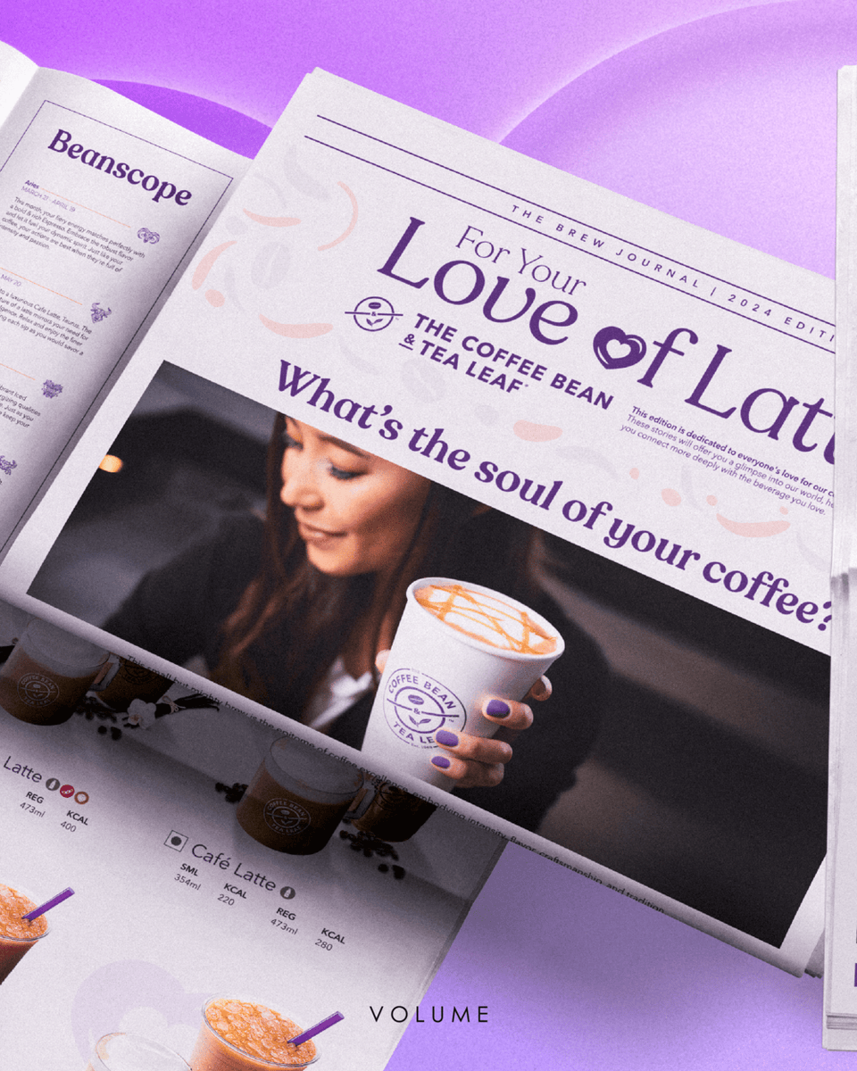 weforVOLUME's tweet image. We crafted an immersive in-store experience for The Coffee Bean & Tea Leaf® with The Brew Journal that captures the warmth and charm of the brand and the product campaign, enhancing in-store engagement.