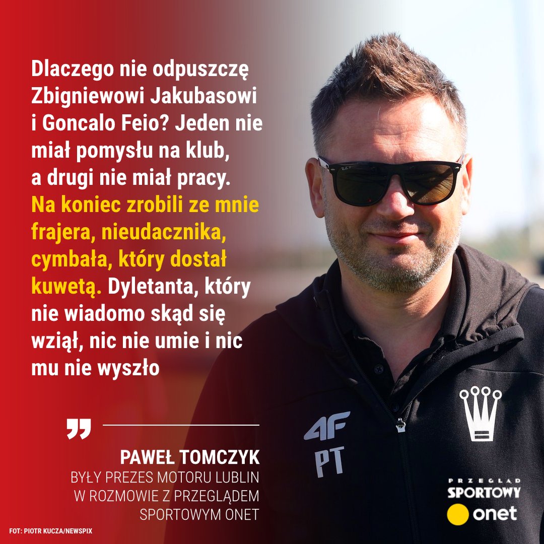 Po pracy w Motorze zostały mu dwie blizny. Jedna w okolicach łuku brwiowego, półtora centymetra od oka. Ślad po rzucie kuwetą Goncalo Feio. Druga blizna jest większa i bardziej dokuczliwa

🔴 Rozmowa z Pawłem Tomczykiem ⬇⬇⬇
tiny.pl/kc7b15d1