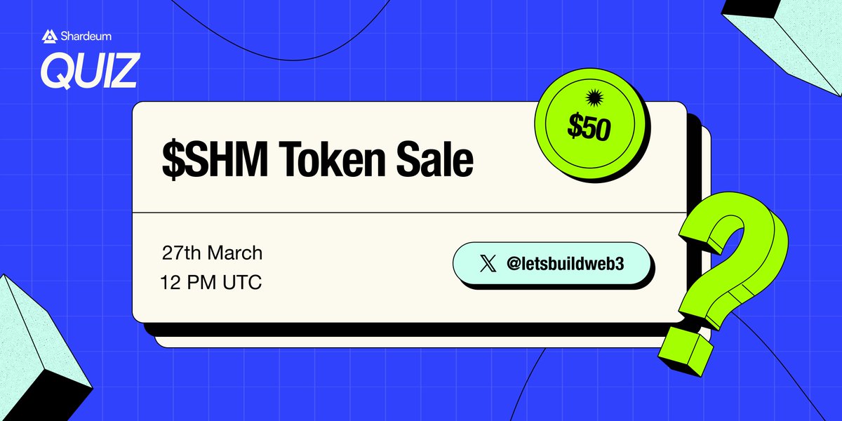 Build Web3 on Shardeum (@letsbuildweb3) on Twitter photo Ready for the QUIZ 🟢
5 questions, 5 winners, $50 USDT in prizes.
To participate:
1️⃣ Repost this
2️⃣ Follow <a href="/letsbuildweb3/">Build Web3 on Shardeum</a>
Continue to next post for guidelines ⤵️ Ready for the QUIZ 🟢
5 questions, 5 winners, $50 USDT in prizes.
To participate:
1️⃣ Repost this
2️⃣ Follow <a href="/letsbuildweb3/">Build Web3 on Shardeum</a>
Continue to next post for guidelines ⤵️
