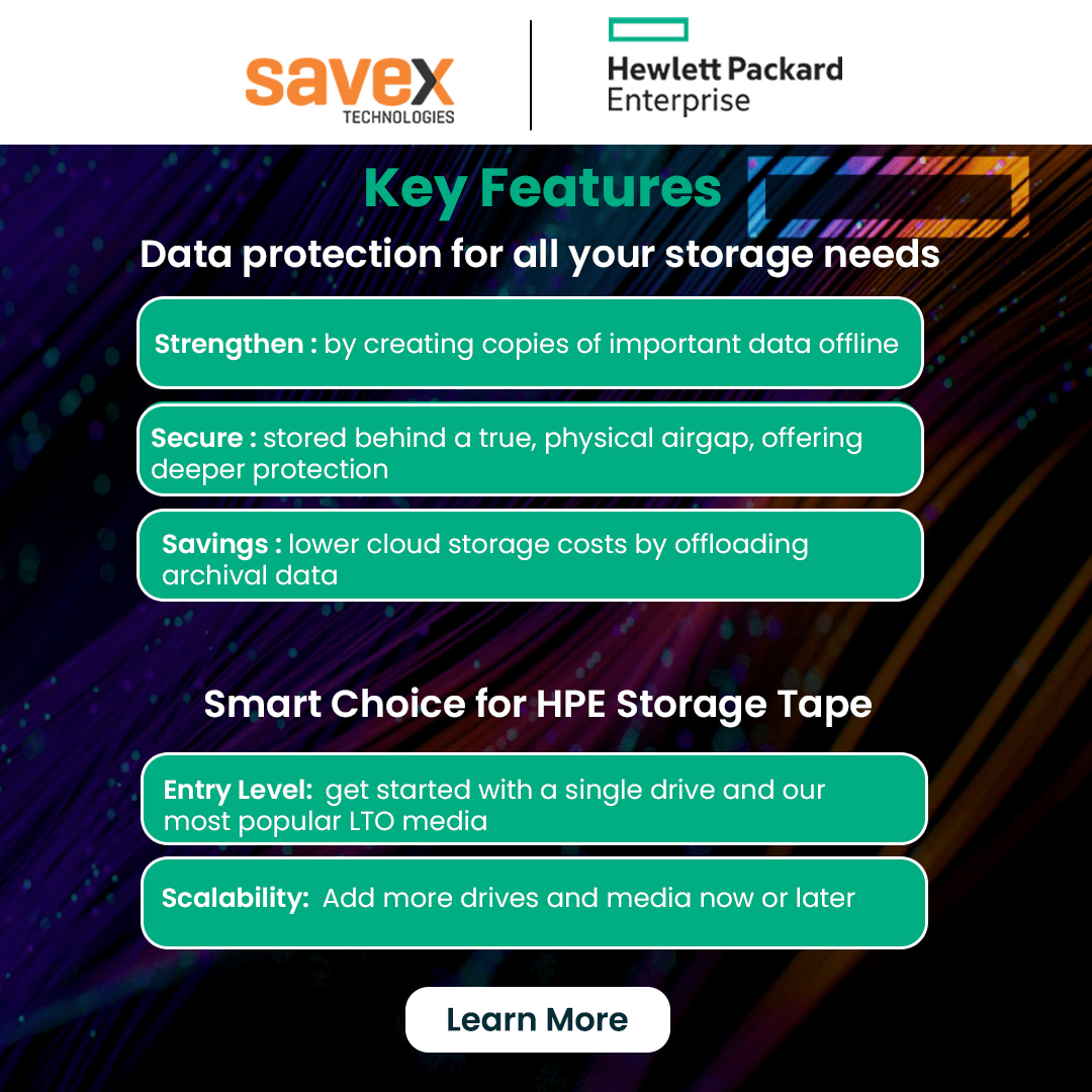 SavexTechnology's tweet image. Unlock Simplicity with the Smart Choice Storage Portfolio
Optimize your data backup strategy with HPE’s Smart Choice bundles—designed for efficiency, security, and seamless data management. 

For more details mail us at: Marketing@savex.in

#Savex #HPESmartChoice #DataProtection