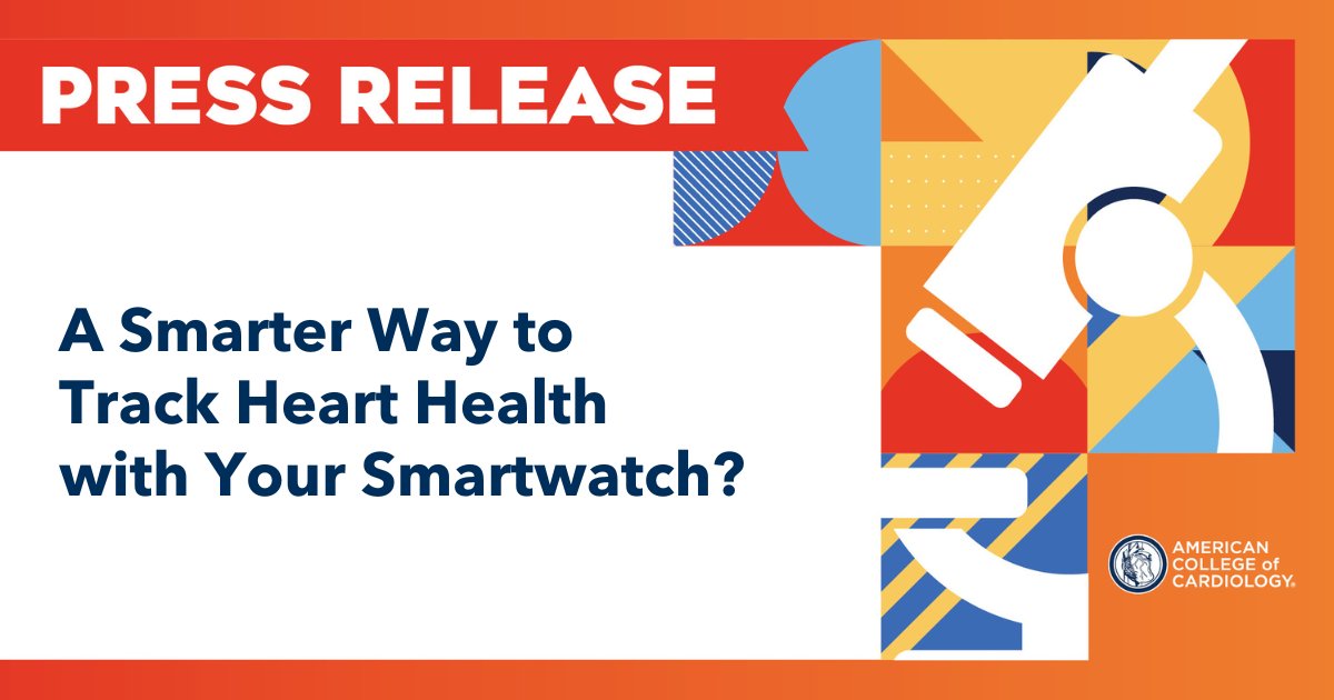 ACC Media Center (@accmediacenter) on Twitter photo An #ACC25 study found a new way to assess ❤️ health based on information from smartwatches. ⌚
"Wearables are welcomed by the consumer and worn throughout the day, so they actually have minute-to-minute information about the heart function," <a href="/FlynnChen7/">Zhanlin (Flynn) Chen</a>. bit.ly/4il1NvE An #ACC25 study found a new way to assess ❤️ health based on information from smartwatches. ⌚
"Wearables are welcomed by the consumer and worn throughout the day, so they actually have minute-to-minute information about the heart function," <a href="/FlynnChen7/">Zhanlin (Flynn) Chen</a>. bit.ly/4il1NvE