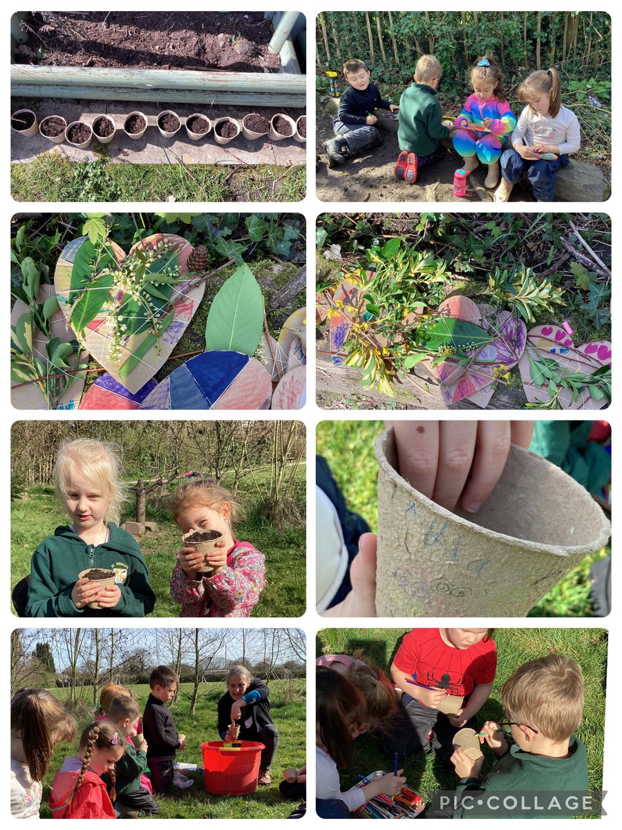 A busy sunny morning in Forest School. Planting bulbs, nature weaving and fun free time in the sunshine ☀️ 🌷🪴