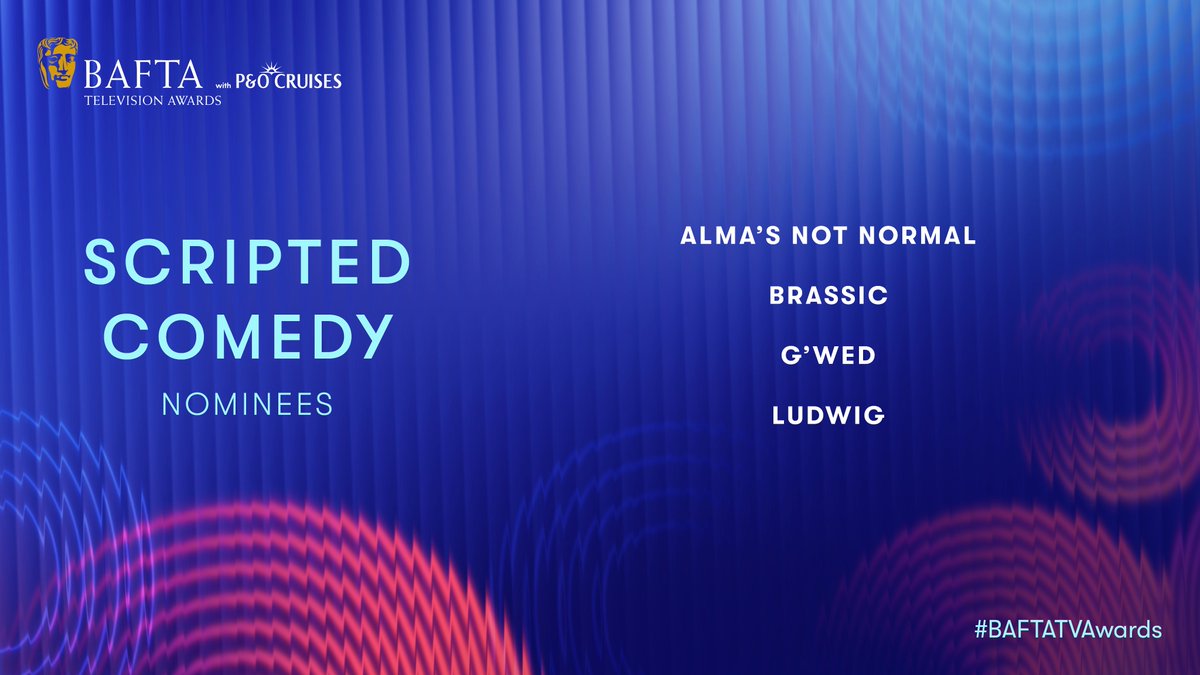 BAFTA (@bafta) on Twitter photo The nominees for Scripted Comedy are…
🎬 ALMA’S NOT NORMAL
🎬 BRASSIC
🎬 G’WED
🎬 LUDWIG
#BAFTATVAwards with <a href="/pandocruises/">P&O Cruises</a> The nominees for Scripted Comedy are…
🎬 ALMA’S NOT NORMAL
🎬 BRASSIC
🎬 G’WED
🎬 LUDWIG
#BAFTATVAwards with <a href="/pandocruises/">P&O Cruises</a>