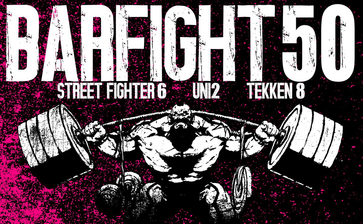 WhimFGC's tweet image. ANOUNNCING BARFIGHT 50 at Bar Lucci!!!
Saturday April 12th doors open at 3pm!
Come by and fight in your favorite BARFIGHT titles UNI2, SF6, and Tekken 8!! 

We got some hefty prize pools for this one so check out the startgg, signups in the replies!