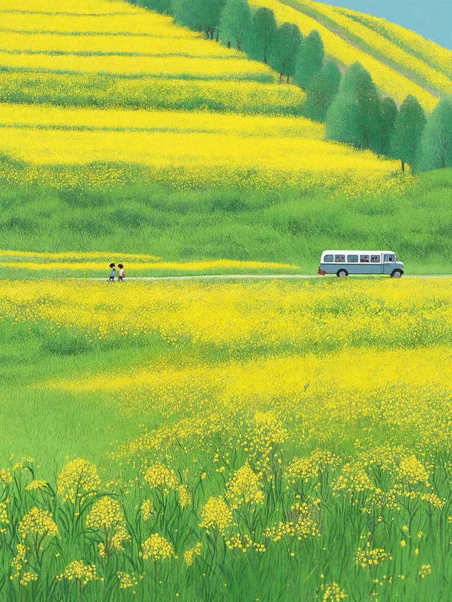漫山遍野的油菜花是春的笑容。