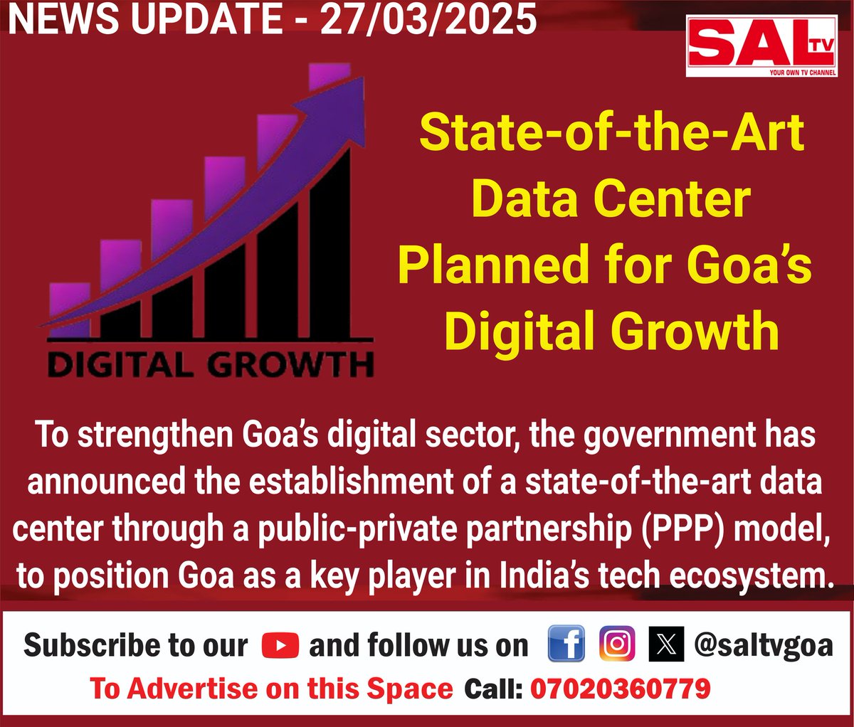 SaLtvgoa's tweet image. State-of-the-art Data Centre Planned for Goa's Digital Growth 
🔴 Get the latest headlines, updates, and live streams—follow SAL TV now!
#digitalgrowth #stateofart #goagovernment #foryouシ #saltvgoa #goanews #southgoa #salcete #saltvnews #breakingnews