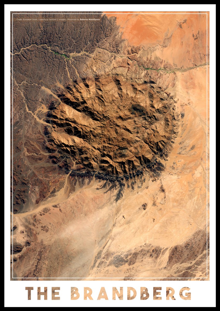 GIS_and_Beers's tweet image. Y el #PostEarth 🗺️🌍🎨nº32 de hoy va dedicado a... todos los tauros ♉ y personas testarudas que defienden sus ideas (y no por ser cabezonas)

El #Brandberg, una roca casi tan dura como todos los #tauros y una de las montañas más altas de #Namibia vista por #Copernicus #Sentinel2