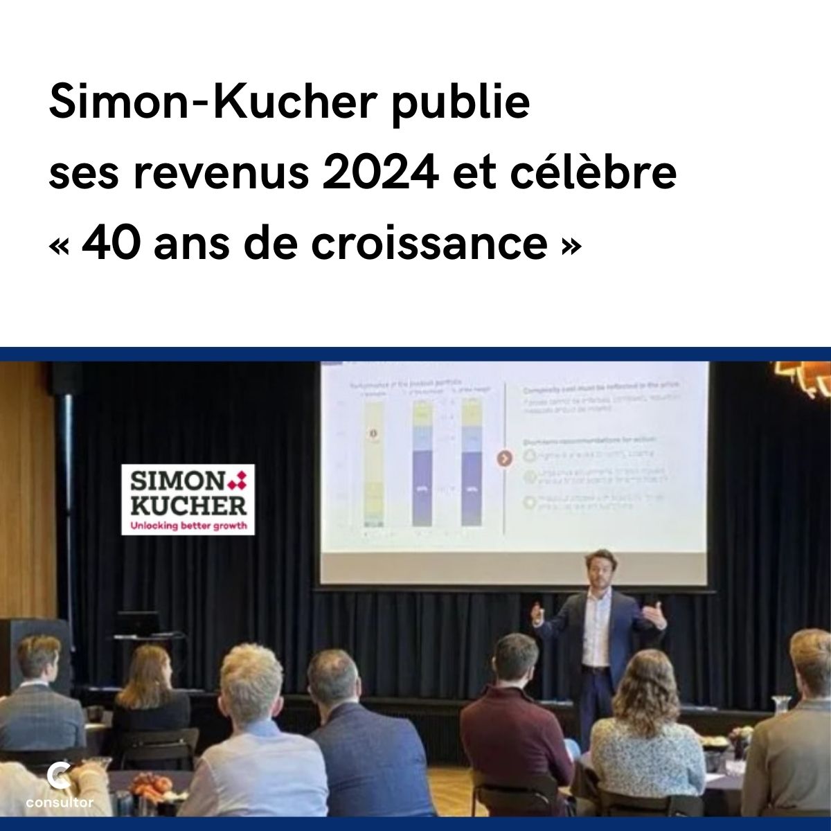 📊 [RÉSULTATS] <a href="/simonkucher/">Simon-Kucher</a> célèbre ses 40 ans avec un chiffre d’affaires 2024 de 572 M€ (+6%). En février 2025, le managing partner France-Europe de l’ouest, David Vidal, évoquait un début d’année 2025 « historique » au niveau mondial.

➡️ consultor.fr/articles/simon…