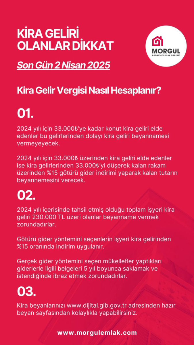 Kira geliri olanlar dikkat! Son gün 2 Nisan 2025