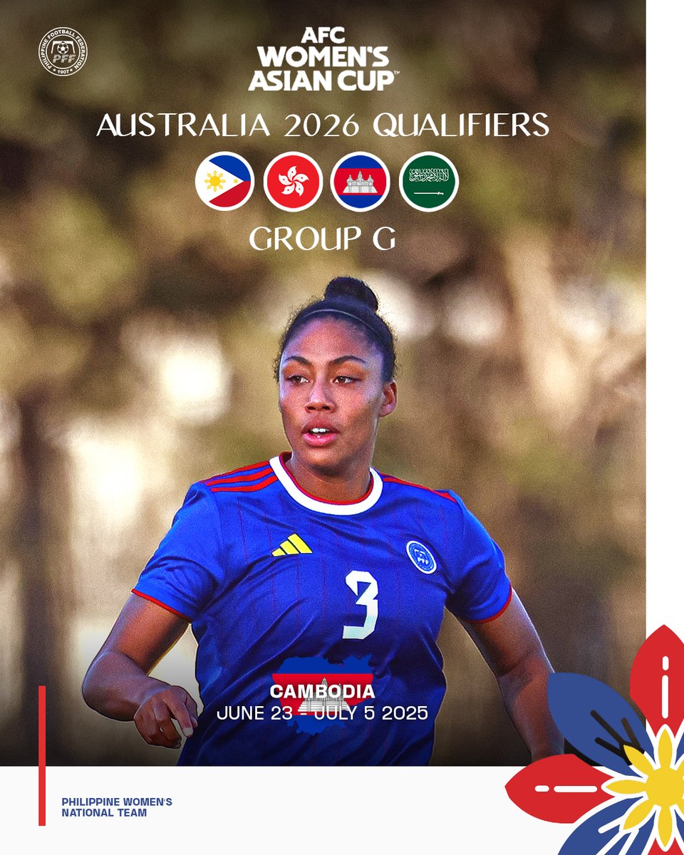 Philippine Women's National Football Team (@pilipinaswnft) on Twitter photo It's ๐๐๐๐๐ ๐ for the Filipinas in the #WAC2026 Qualifiers.
๐ต๐ญ Philippines ๐ญ๐ฐ Hong Kong
๐ฐ๐ญ Cambodia ๐ธ๐ฆ Saudi Arabia
The matches will take place in Cambodia on June 23-July 5.
The top team from each of the 8 groups advance to the final.
๐ต๐ด #LabanFilipinas #ParaSaBayan It's ๐๐๐๐๐ ๐ for the Filipinas in the #WAC2026 Qualifiers.
๐ต๐ญ Philippines ๐ญ๐ฐ Hong Kong
๐ฐ๐ญ Cambodia ๐ธ๐ฆ Saudi Arabia
The matches will take place in Cambodia on June 23-July 5.
The top team from each of the 8 groups advance to the final.
๐ต๐ด #LabanFilipinas #ParaSaBayan
