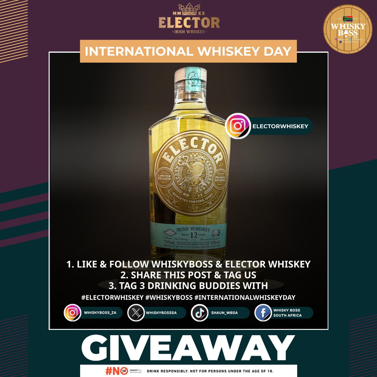 🥃Giveaway🥃

For International Whiskey Day, we decided to do a collaboration with @electorwhiskey 

Follow the 3 easy steps and you could be a Winner 🎉

Make sure you are following @electorwhiskey and my socials to qualify
The winner will be announced on 28/03/2025🔞