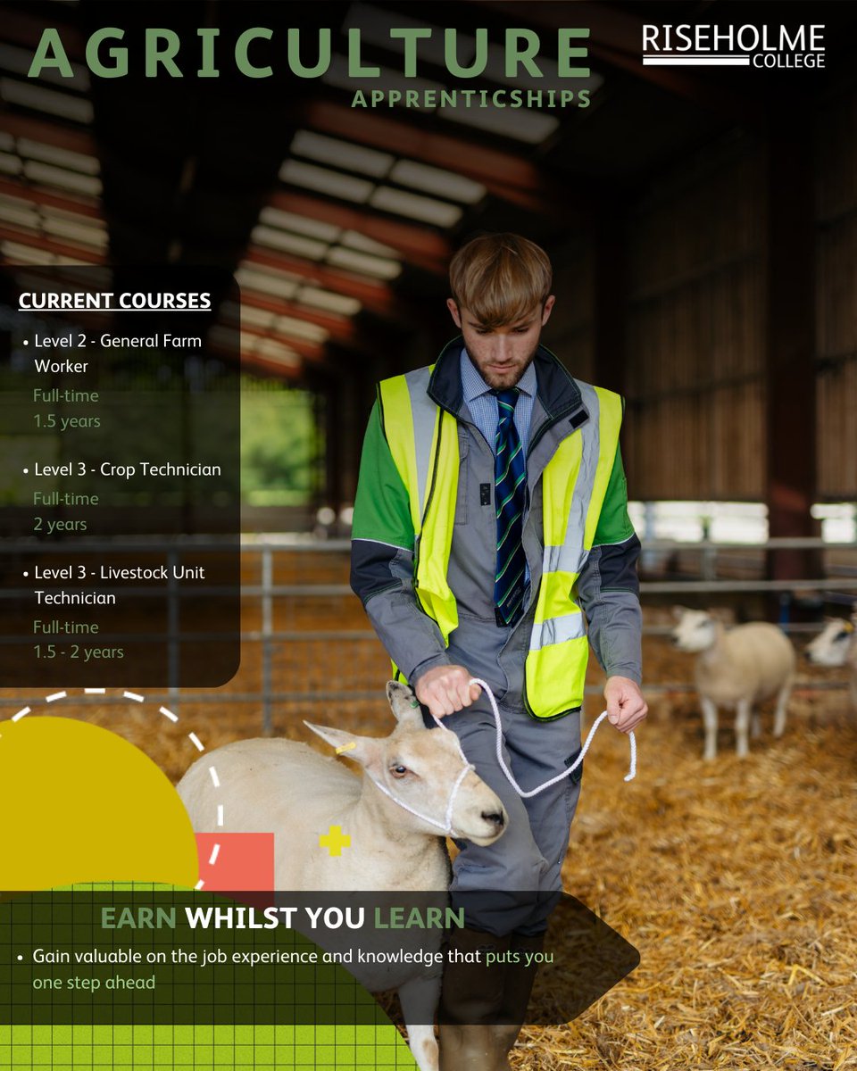 Study your Apprenticeship in Agriculture with us 🌱🐷

Head over to our website to learn more about these Apprenticeships and look at our Apprenticeship vacancies page for ongoing opportunities 📣

#RiseholmeCollege #Riseholme