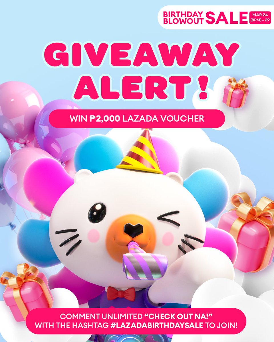GIVEAWAY ALERT 🎉✨ ITO NA, get a chance to WIN ₱2,000 Lazada voucher! 💖

👉 Reply unlimited  “CHECK OUT NA” at the comments to join.
👉 Use the hashtag #LazadaBirthdaySale to make your entries VALID!

LAZ GO!
