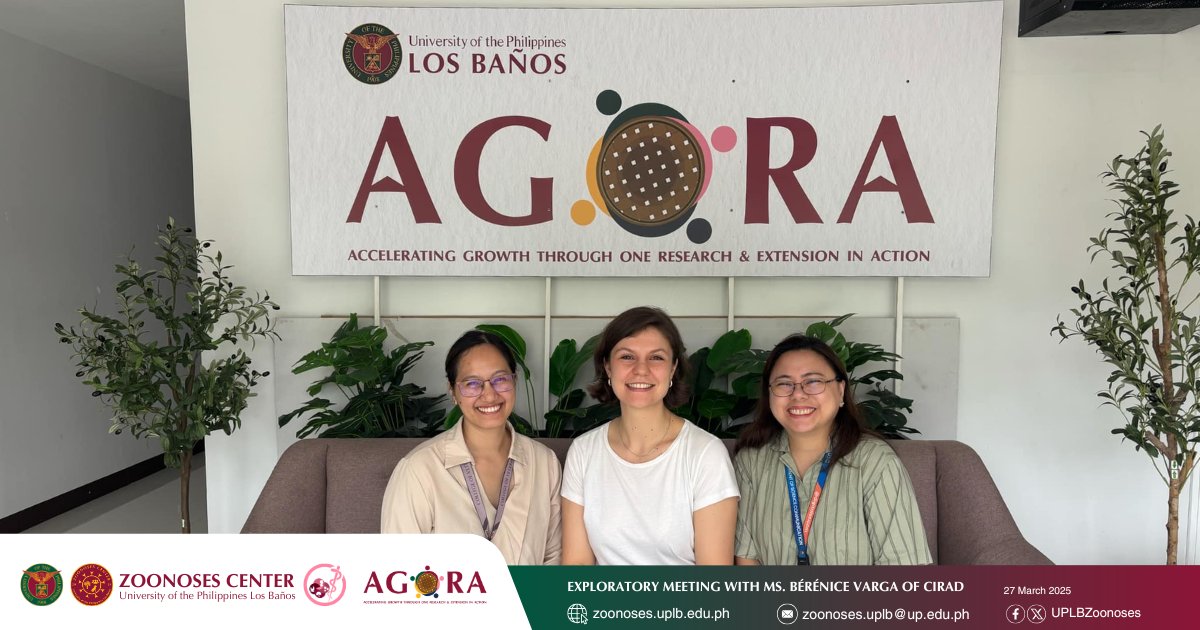 UPLBZoonoses's tweet photo. Dr. Sheina Macy Manalo and Dr. Elaine Llarena met Ms. Bérénice VARGA of @Cirad for an exploratory discussion on community-based disease surveillance. Ms. Varga also provided some background on CIRAD involvement in the PREZODE (https://t.co/EWXgzibmDQ) for PREACTS ASEACA Project. https://t.co/svOyratXFt