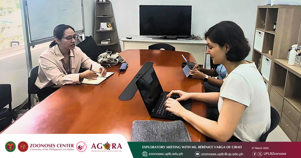 UPLBZoonoses's tweet photo. Dr. Sheina Macy Manalo and Dr. Elaine Llarena met Ms. Bérénice VARGA of @Cirad for an exploratory discussion on community-based disease surveillance. Ms. Varga also provided some background on CIRAD involvement in the PREZODE (https://t.co/EWXgzibmDQ) for PREACTS ASEACA Project. https://t.co/svOyratXFt