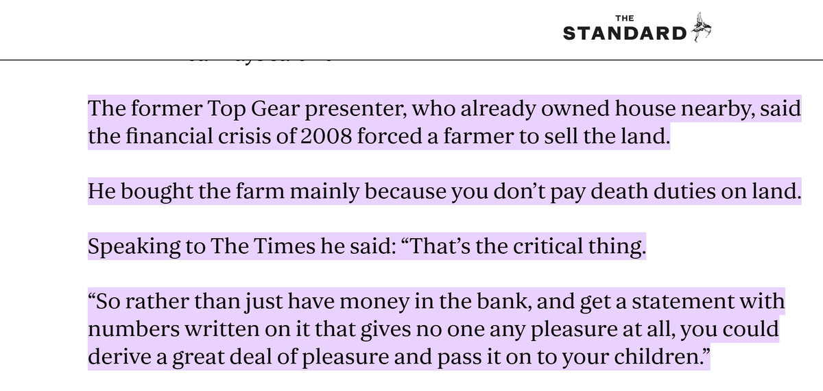 RaitAndrew's tweet image. &quot;will destroy centuries of family owned farms&quot;
Or in Clarksons case 17 years 
#GutterHack