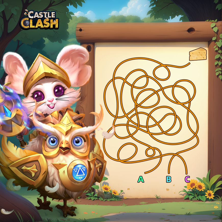 Something smells... cheesy. Can you help Wind Rider identify the correct path to the cheese?

#castleclash