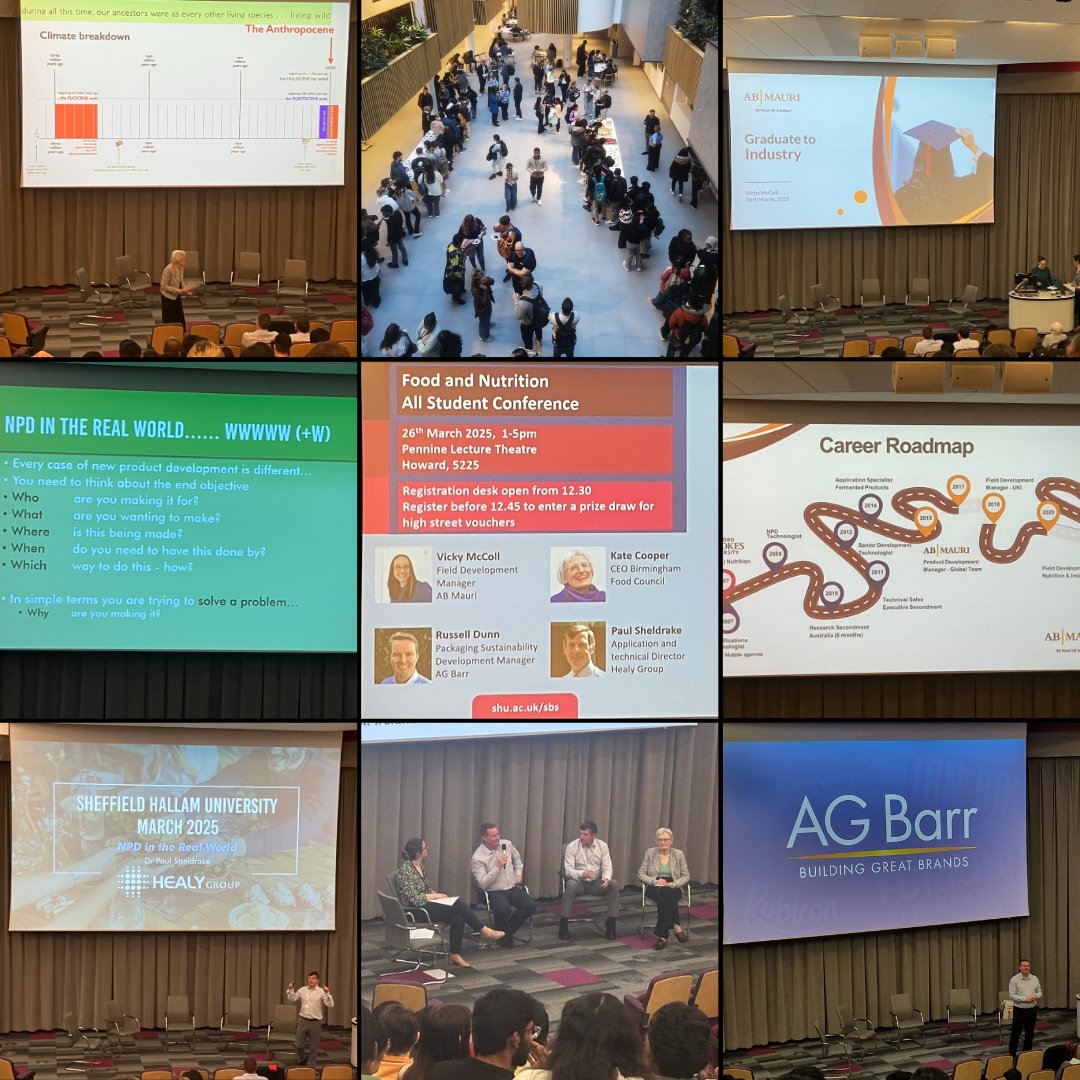 Yesterday we held our All-Student Conference which brought together experts in #food &amp; #nutrition:

🍞 Vicky McColl (<a href="/ABMauriUK/">AB Mauri UK & IRE</a>)

🌱 Kate Cooper (Birmingham Food Council)

🥫 Russell Dunn (AG Barr)

✨ Paul Sheldrake (<a href="/HealyGroup/">Healy Group</a>)

Special thanks to <a href="/AnnaClareHall/">Anna Sorsby</a> for organising!