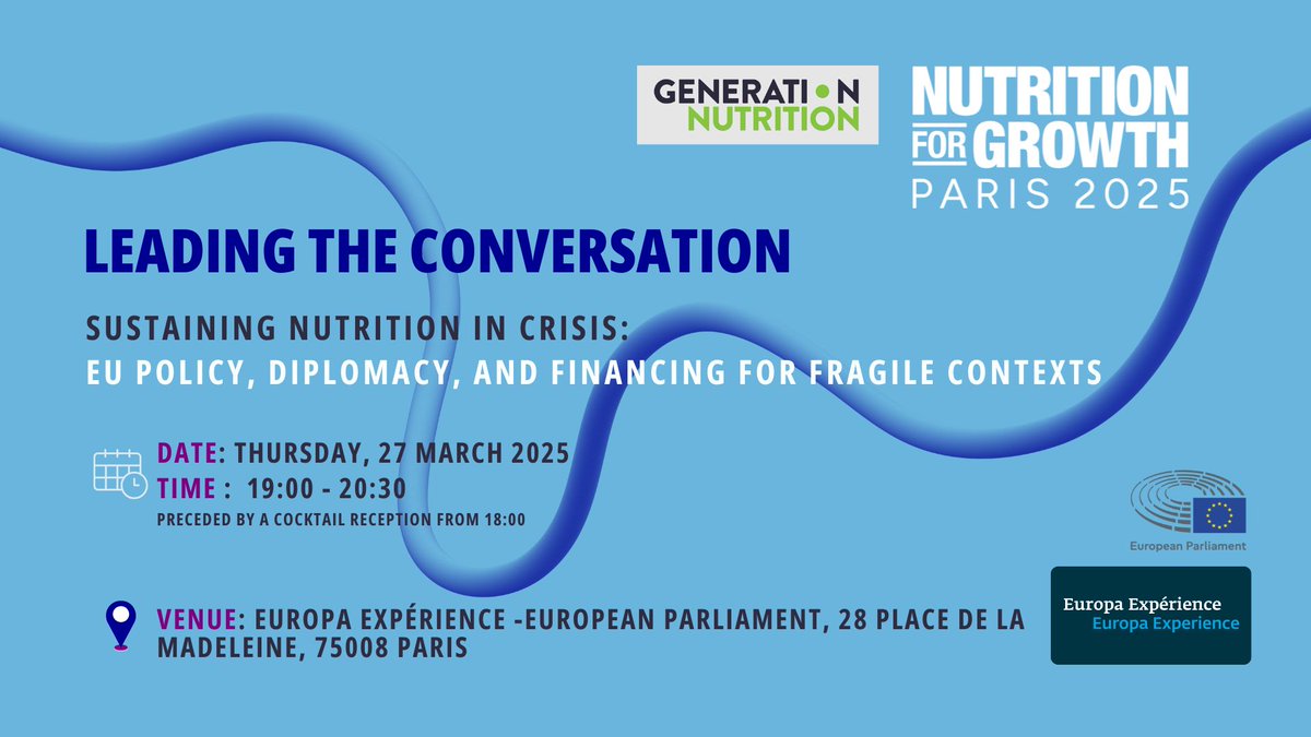 Save the Children Europe (@savechildreneu) on Twitter photo Happening tonight in Paris: How can the EU lead on nutrition in fragile contexts?
With humanitarian needs soaring, experts from the <a href="/Europarl_EN/">European Parliament</a> , <a href="/EU_Commission/">European Commission</a>, and global civil society will discuss how to sustain financing and diplomatic action for nutrition. Happening tonight in Paris: How can the EU lead on nutrition in fragile contexts?
With humanitarian needs soaring, experts from the <a href="/Europarl_EN/">European Parliament</a> , <a href="/EU_Commission/">European Commission</a>, and global civil society will discuss how to sustain financing and diplomatic action for nutrition.