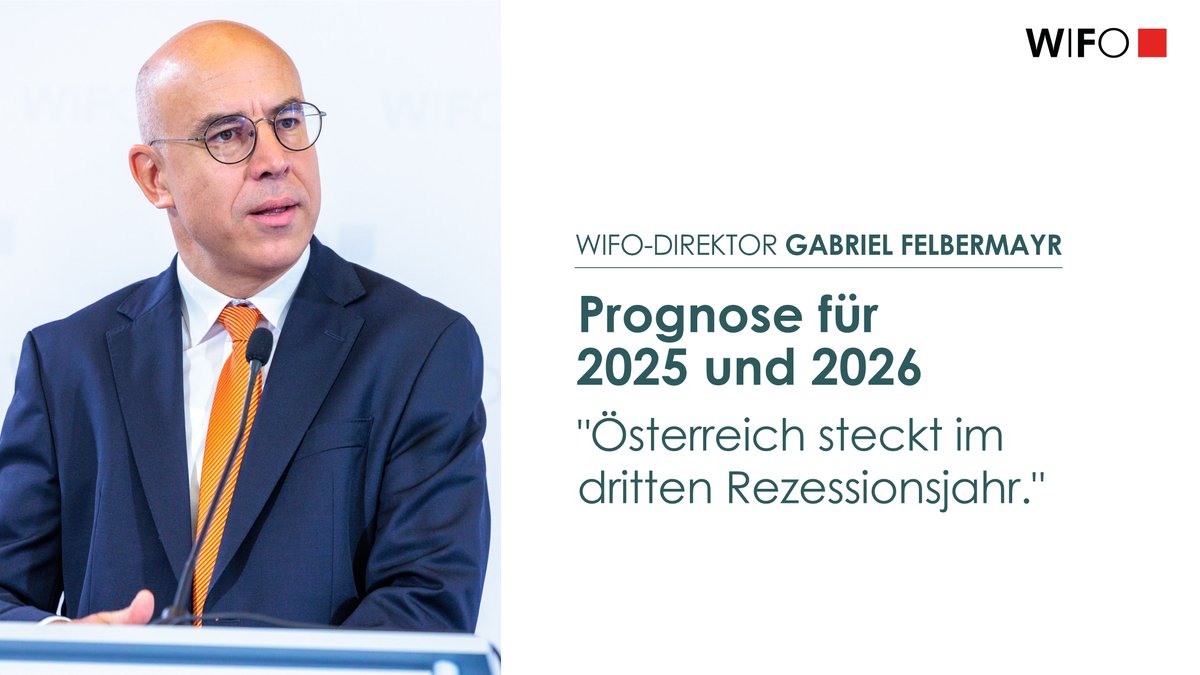 #BreakingNews: Nach -1% 2023 &amp; -1,2% 2024 geht das BIP 2025 um 0,3% zurück.

<a href="/GFelbermayr/">Gabriel Felbermayr</a> "Noch nie in der Nachkriegsgeschichte ist 🇦🇹 Volkswirtschaft so lange geschrumpft. Jetzt braucht es mutige Strukturreformen, ansonsten droht eine 'lost decade'." wifo.ac.at/news/oesterrei… 1/16
