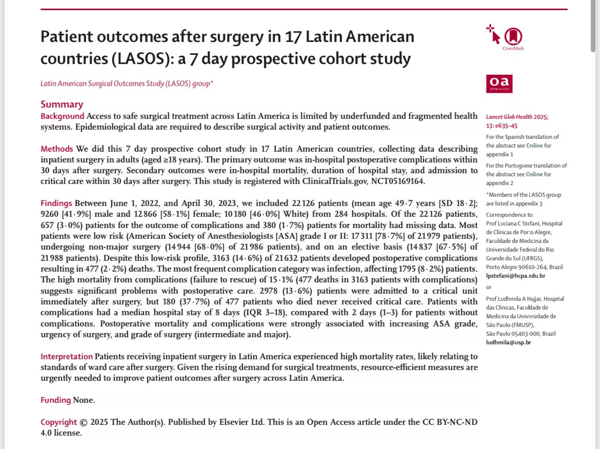 LASOS_STUDY's tweet image. We are happy to announce the publication of the LASOS paper. A large collaborative study across Latin America. We thank all the collaborators. 👏🏻🤩😀sciencedirect.com/science/articl…