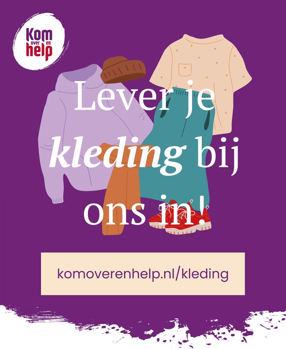 Heb jij je winterkleren al opgeruimd? Een leuk klusje voor in de meivakantie!

Breng kleding die je niet meer draagt naar één van onze inzamelpunten. De opbrengsten gaan naar onze projecten. Zo help je mensen in kwetsbare omstandigheden.

Meer info: komoverenhelp.nl/kleding