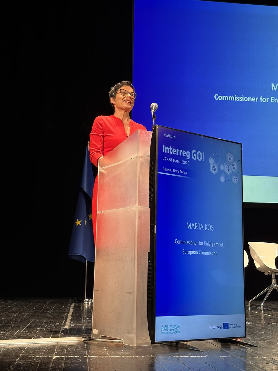 EUinmyRegion's tweet image. “EU interreg programme have been instrumental to break down barriers,  cross-border is an incubator for enlargement”, Marta Kos, Commissioner for Enlargement #InterregGo #Goborderless