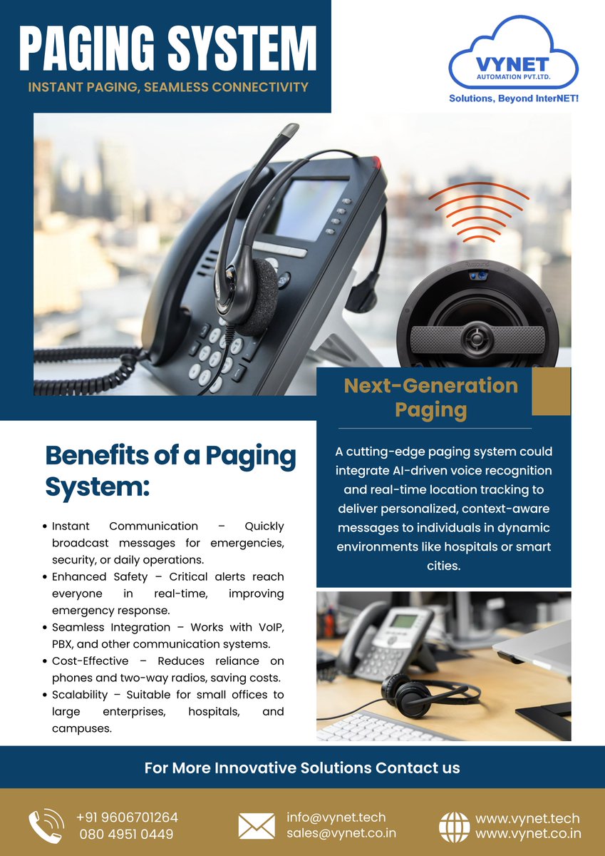 VYNETautomation's tweet image. Revolutionizing Communication with Smart Paging Systems

contact us:
📞 +91 9606701264
📨 sales@vynet.co.in
🌐 vynet.co.in

#PagingSystem #SmartCommunication #InstantAlerts #AI #IoT #CloudTechnology #EmergencyResponse #SafetyFirst #BusinessSolutions #TechInnovation