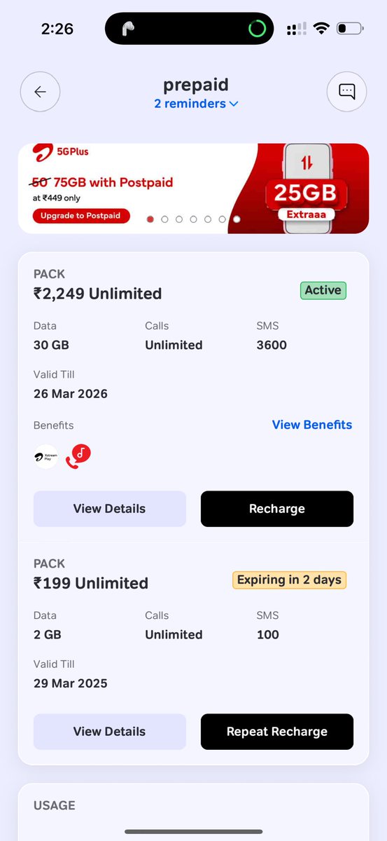 janeindiran's tweet photo. @airtelindia can you explain how your prepaid plan works? I prepaid plan expires on 29th but recharged an yearly plan today. Looks like yearly plan is activated today while the other is still active and it has already become 364 days. @TRAI please have look at this https://t.co/H4wOfCxwAj