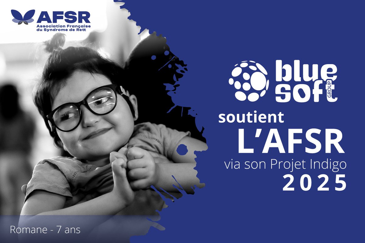 Cette année l'AFSR reçoit un soutien financier de Blue Soft, via son Projet Indigo, pour soutenir les associations. Merci à Sylvain Rigolet et à Justine Rannou pour la coordination. Ce soutien renforcera nos actions en recherche médicale et accompagnement des familles.