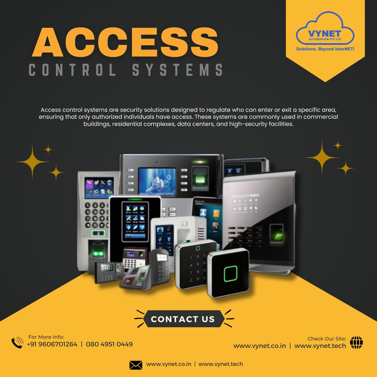 VYNETTECHNOLOGY's tweet image. Enhancing Security with Advanced Access Control Systems 🔒🚀

contact us:
📞 +91 9606701264
📨 info@vynet.tech
🌐 vynet.tech

#AccessControl #SecuritySolutions #SmartAccess #KeylessEntry #BiometricSecurity #RFIDAccess #SmartLock #SecureEntry #BuildingSecurity