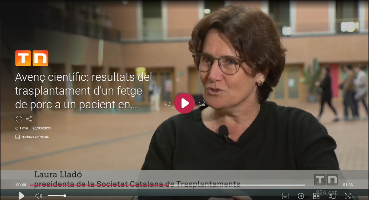 Sobre l’avenç científic dels investigadors xinesos, la Dra. Laura Lladó, Directora del Programa de Trasplantament Hepàtic de l’#hbellvitge i presidenta de la <a href="/TransplantSCT/">SCT-Fundació Catalana de Trasplantament</a> insisteix en continuar incentivant la donació d’òrgans, via el telenotícies de <a href="/324cat/">324.cat</a> 
📺