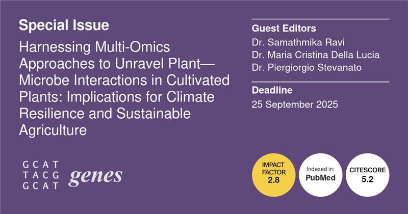 Genes_MDPI's tweet photo. Special Issue, edited by Dr. Samathmika Ravi, Dr. Maria Cristina Della Lucia and Dr. Piergiorgio Stevanato from @UniPadova, is now open for submissions!

Deadline for submissions: 25 September 2025 
Read more about it at:
https://t.co/WY1EuDpNlY https://t.co/Rc35avtJKE