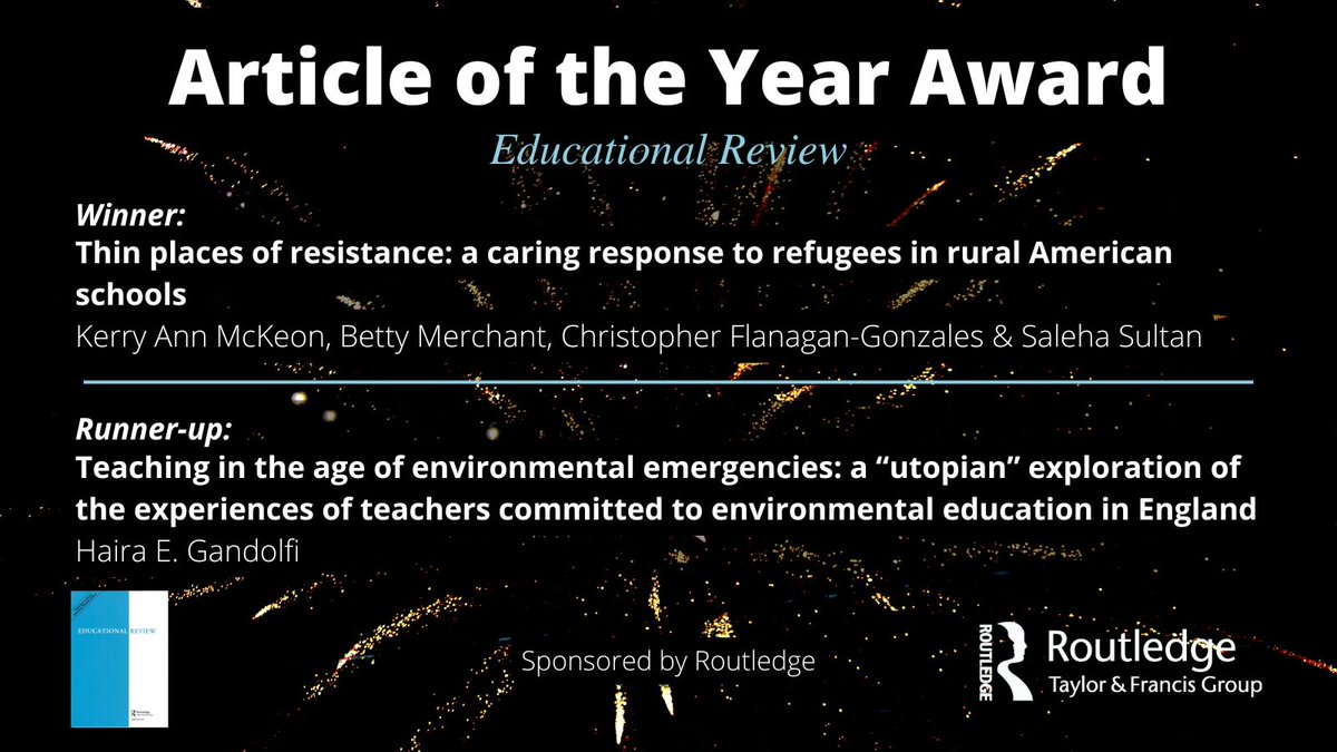 Educational Review (@edreview) on Twitter photo We're pleased to announce the winners of Educational Review's latest #ArticleOfTheYear Award! ๐
Congratulations to the authors of these outstanding papers ๐ article links below ๐งต
With thanks to <a href="/tandfeducation/">T&F Education Research</a>! We're pleased to announce the winners of Educational Review's latest #ArticleOfTheYear Award! ๐
Congratulations to the authors of these outstanding papers ๐ article links below ๐งต
With thanks to <a href="/tandfeducation/">T&F Education Research</a>!